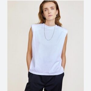 Les Coyotes De Paris “Devon” white sleeveless top. Shoulder pads